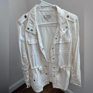 LOFT Cream Utility Jacket with Button Accents